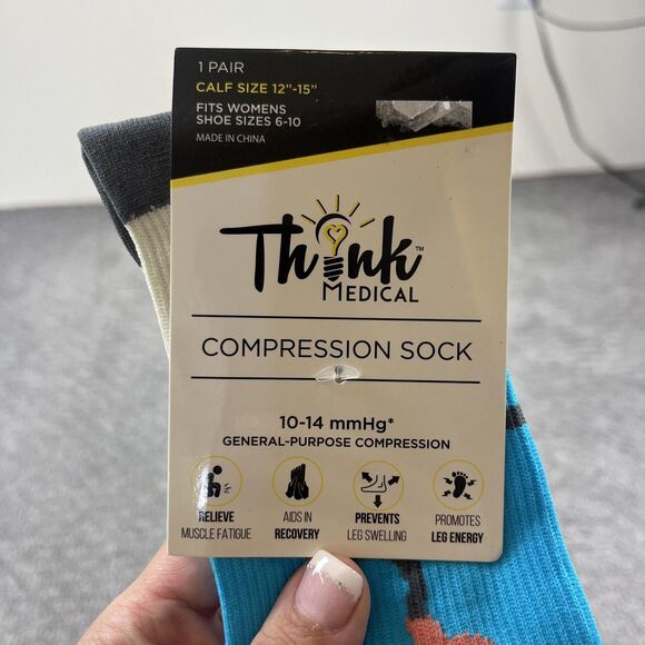 Think Medical Compression Socks Womens Shoe 6-10 Blue Nurses Healthcare Gift New - Picture 4 of 5
